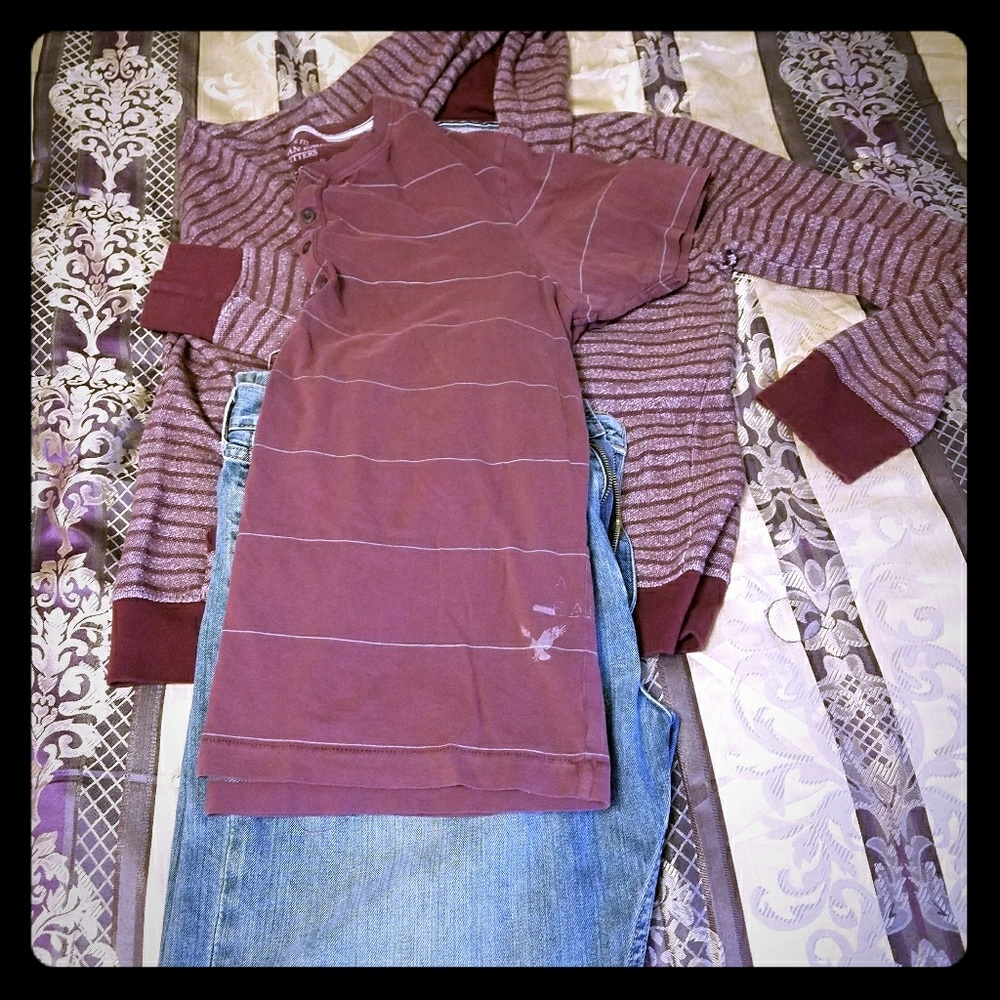 American Eagle Striped Henley